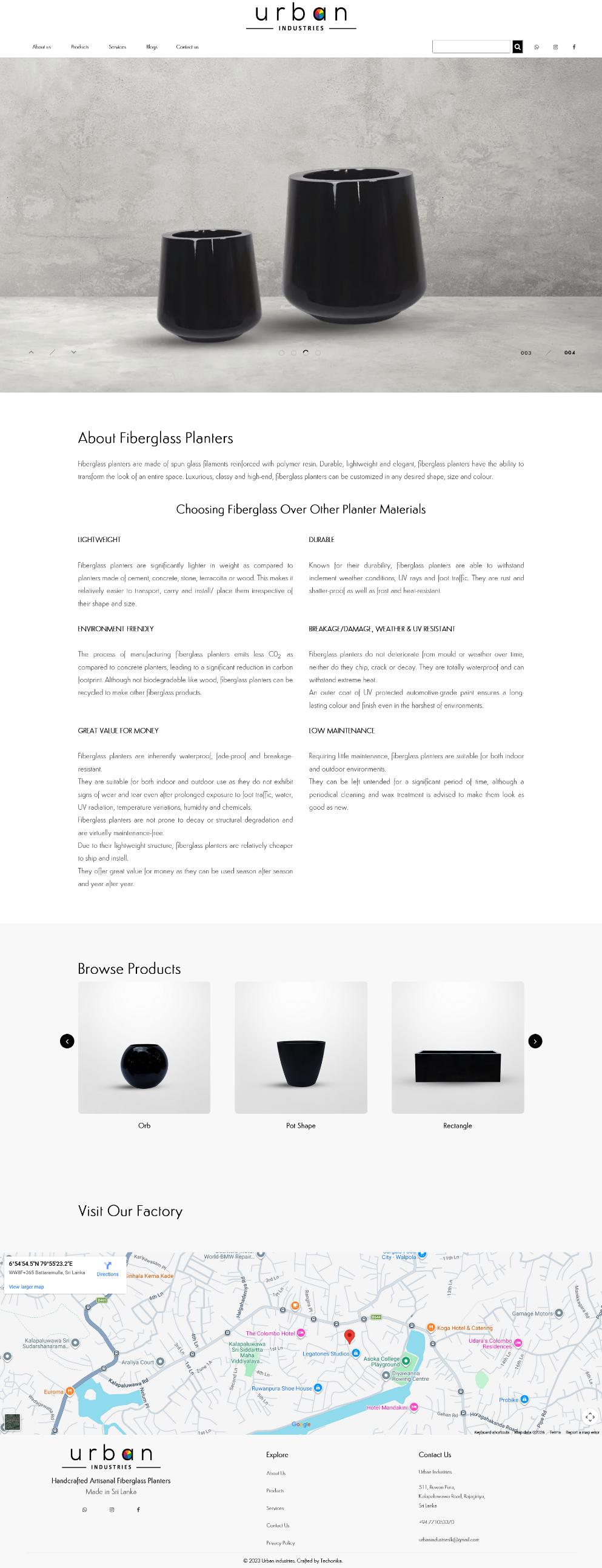 Urban Industries – Handcrafted Fiberglass Planters, Sri Lanka