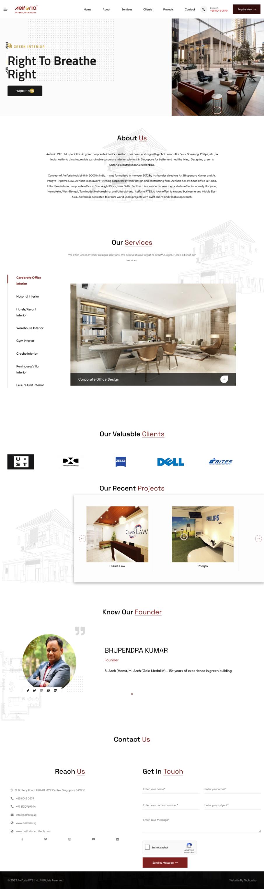 Aeiforia Interior Designs – Green Corporate Interiors, Singapore & India